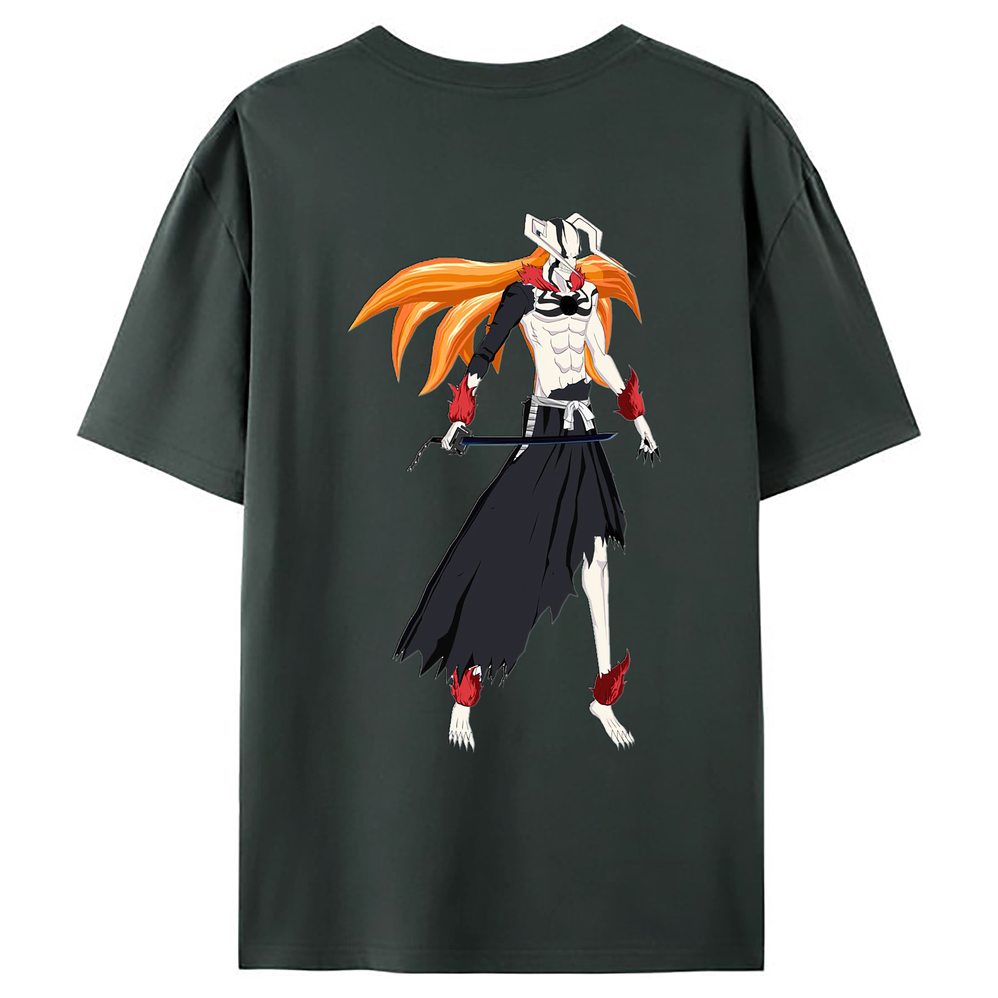 （画像用） ブリーチ 黒崎一護（くろさき いちご）BLEACH Kurosaki Ichigo 綿100％ メンズ半袖Tシャツ（バックプリント） 通気性